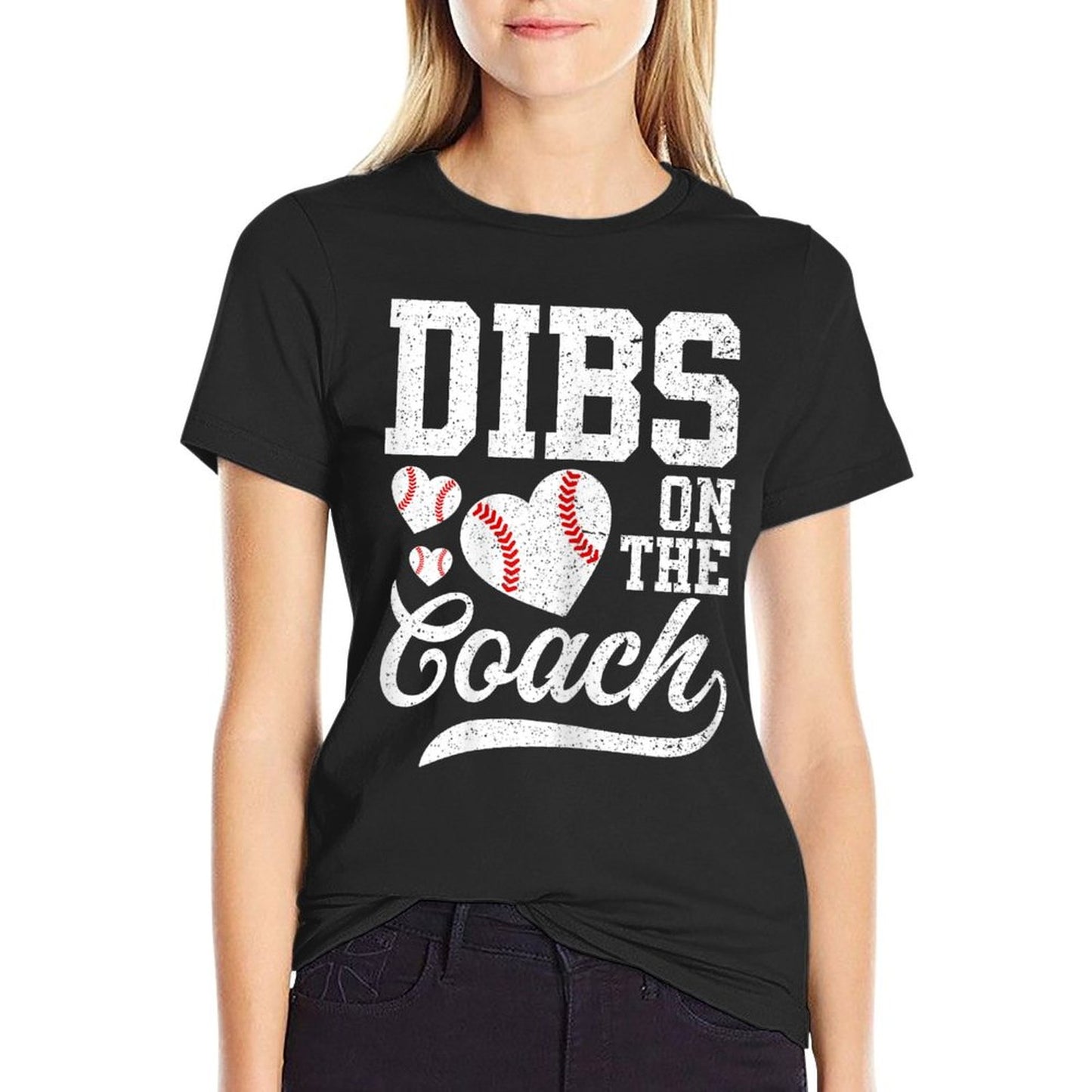 Womens Womens Dibs On The Coach - Coach&#39;s Wife Quote Baseball Mom T-Shirt