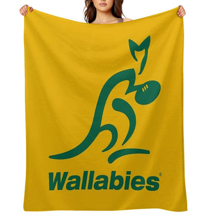 Australia Rugby Wallabies Yellow Wallaby Throw Blanket