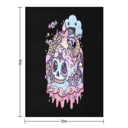 Pastel Goth Skull Kawaii Throw Blanket