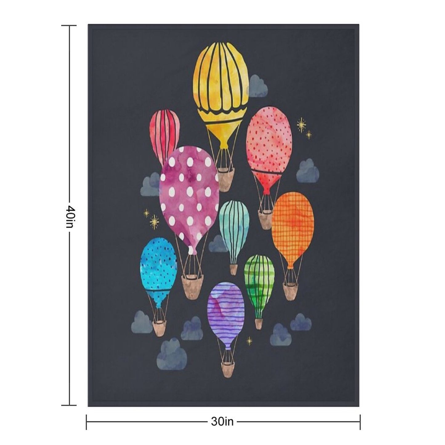 Hot Air Balloon Night Throw Blanket