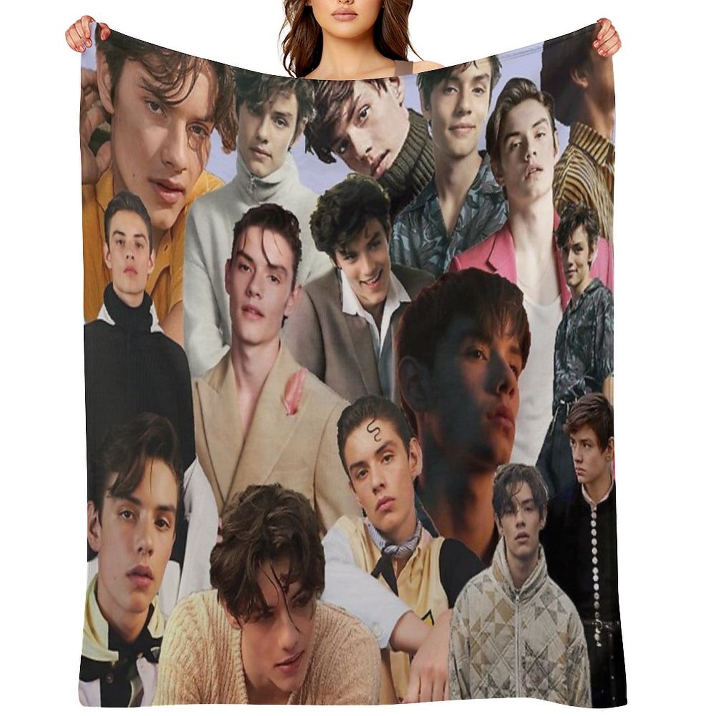 Louis Partridge Collage Throw Blanket