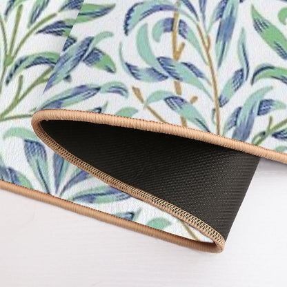Willow Bough by William Morris - Seamless-  Blue And Green Leaves on Off White Background Bath Mat