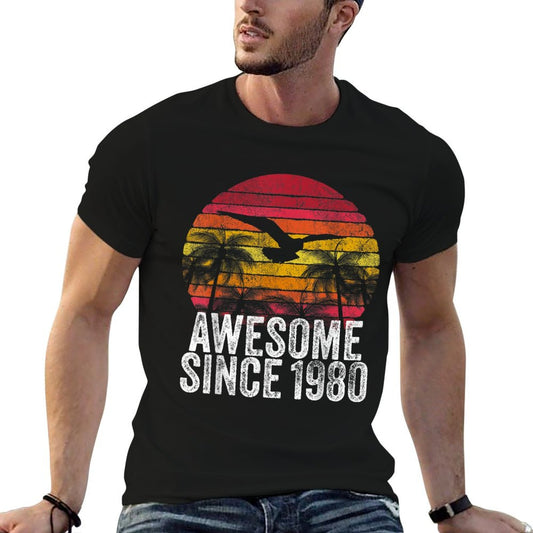 Awesome Since 1980 40th Birthday Gift Vintage Men Women  Vintage-inspired T-Shirt