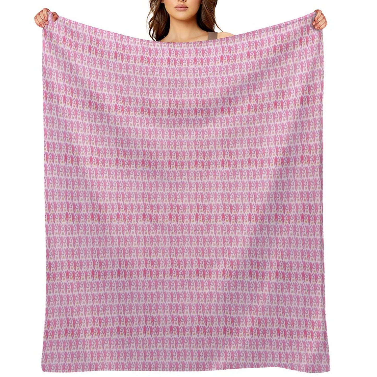 Pink Monkeys Throw Blanket