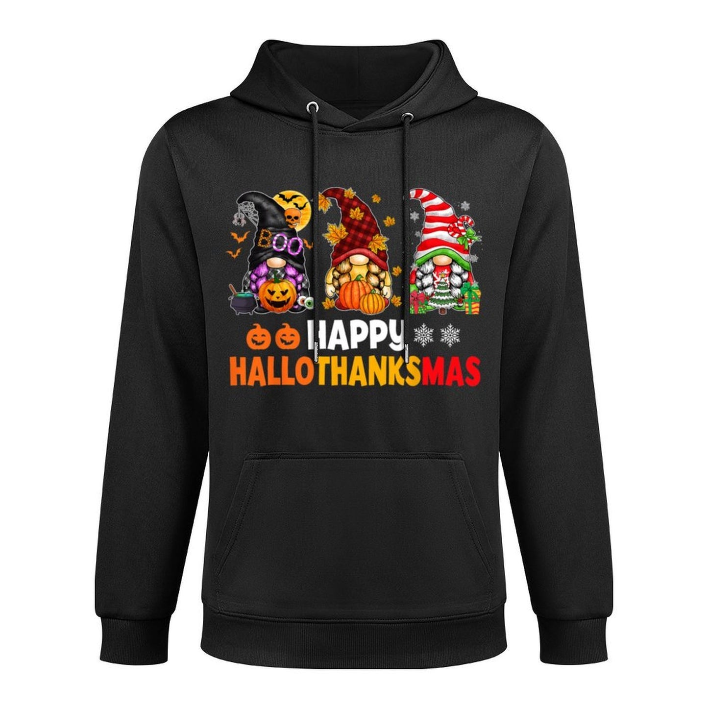 Halloween Thanksgiving Christmas Happy HalloThanksMas Gnomes Easy Care Hoodie