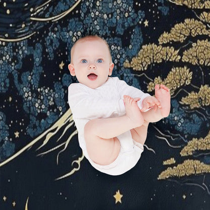 Starry Nightscape, Majestic Scenery Throw Blanket