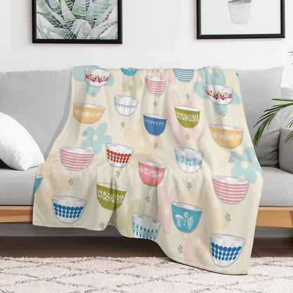 Vintage Pyrex Bowls Collection Throw Blanket