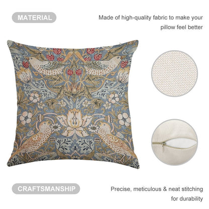 The Strawberry Thief Linen Throw Pillow Cover