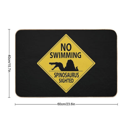 No Swimming - Spinosaurus Sign Bath Mat