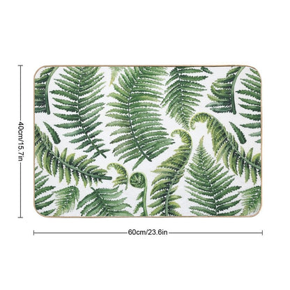 Watercolor Fern Leaves Bath Mat
