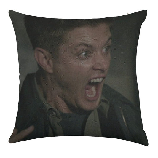 Dean Winchester Scream Linen Throw Pillow Cover