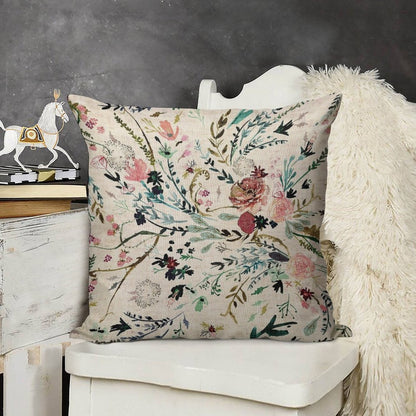 Fable Floral Linen Throw Pillow Cover