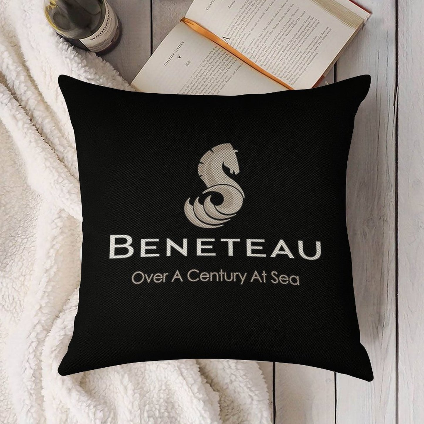 Beneteau Sailboat Sailing Yacht POCKET SIDE Linen Throw Pillow Cover
