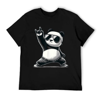 Retro Panda Rock Music Gift Men Kids Women Funny Panda T-Shirt
