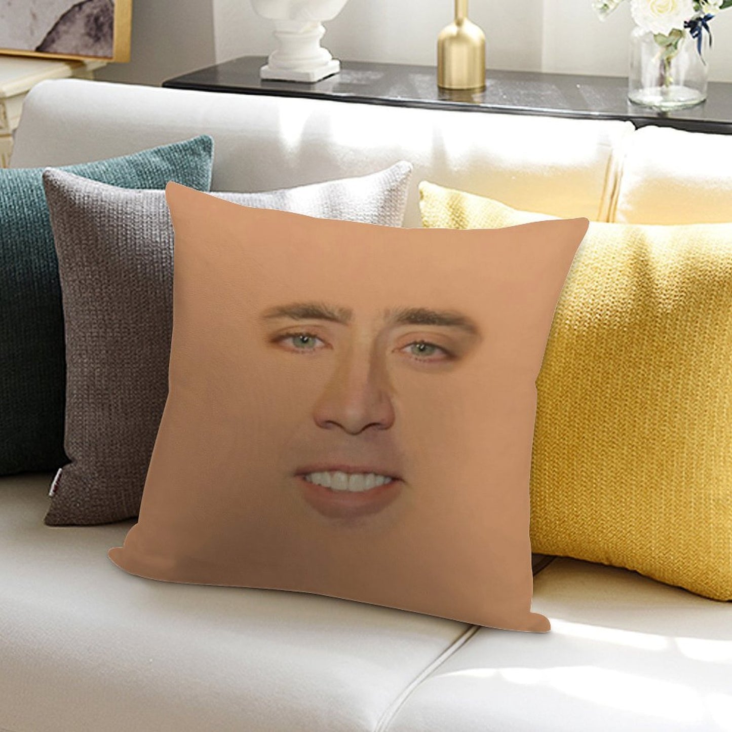 Nicolas Cage Full Face Soft Anti-Pilling Throw Pillow