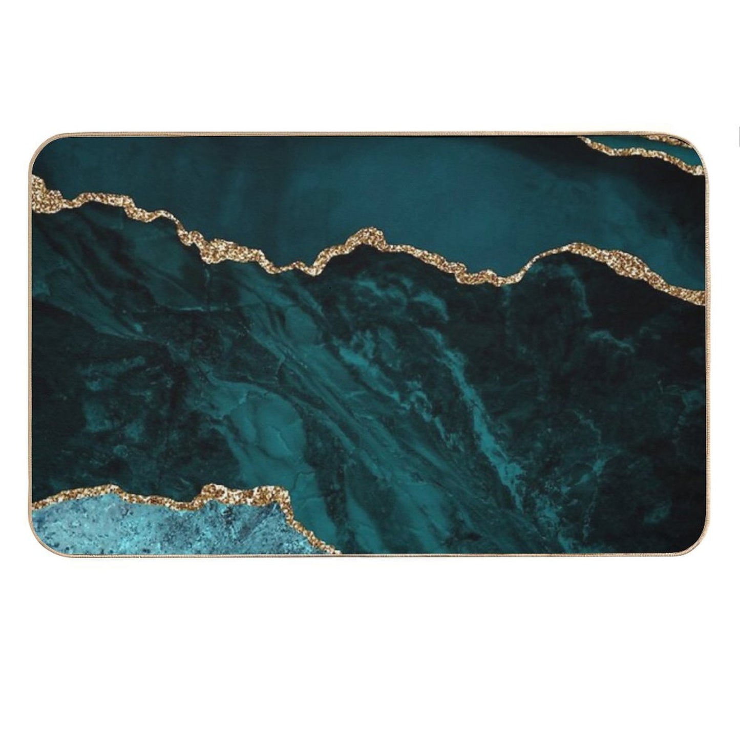 Amazing Blue And Teal Faux Malachite Marble Bath Mat