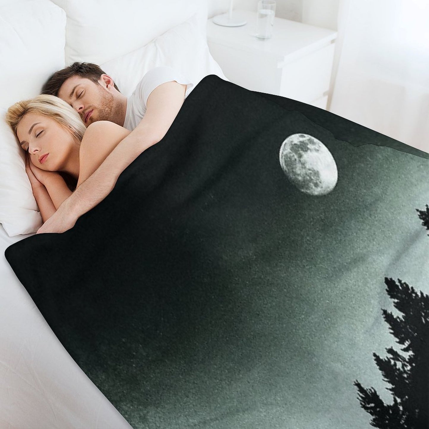 Under Moonlight  Kiwi Melon Collie Lassie Vibes In A Fairytale Forest With Cascadia Trees In Magic Moonlight Throw Blanket