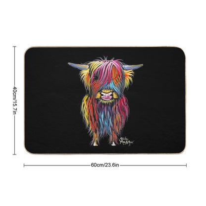 Scottish Hairy Highland Cow ' BRAVE ONe ' by Shirley MacArthur Bath Mat