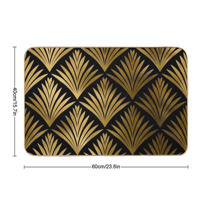 Luxurious Black And Golden Color Art Deco Elegant Pattern Bath Mat