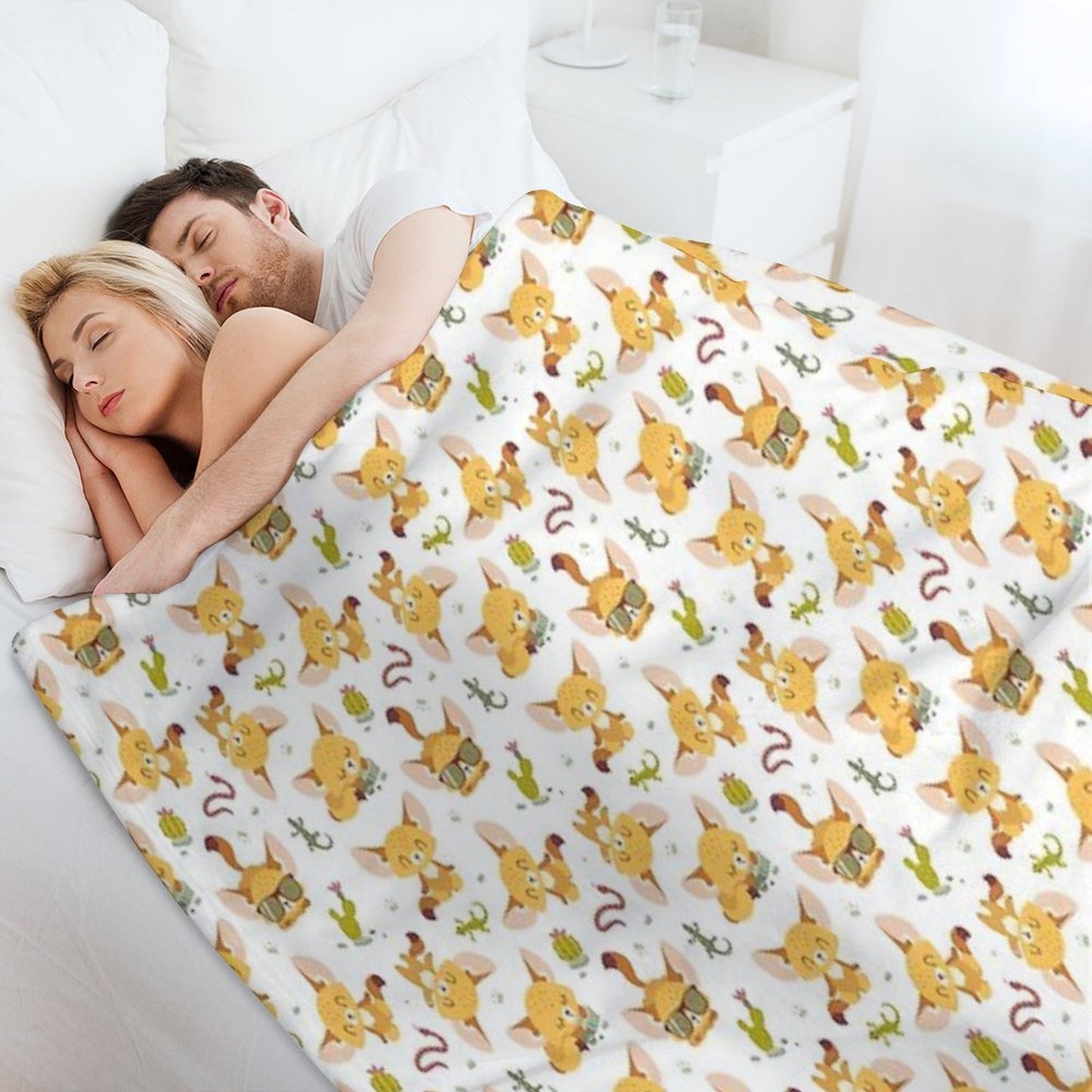 Cartoon Style Fenech Throw Blanket