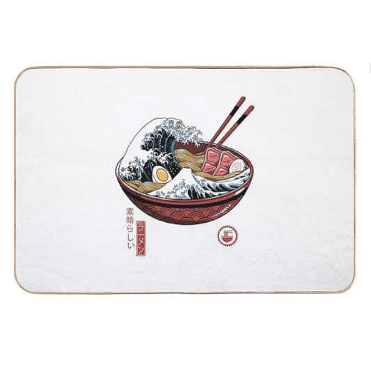 Great Ramen Wave White Bath Mat