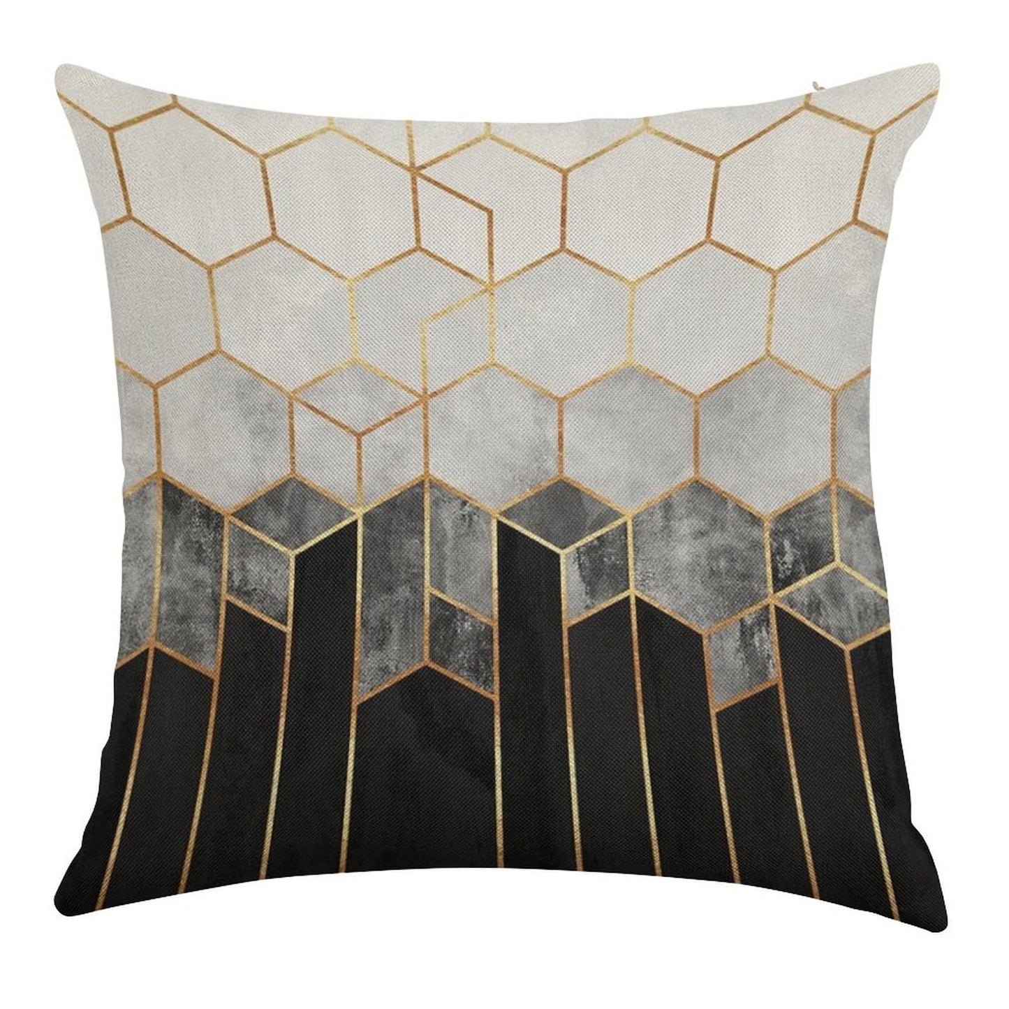 Charcoal Hexagons Linen Throw Pillow Cover