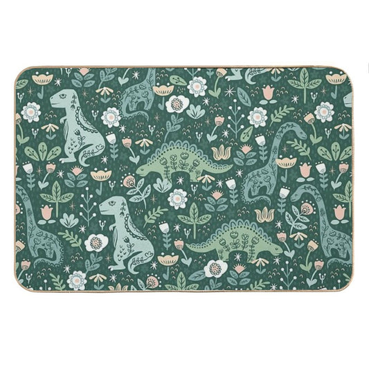 Folk Floral Dinosaur Bath Mat