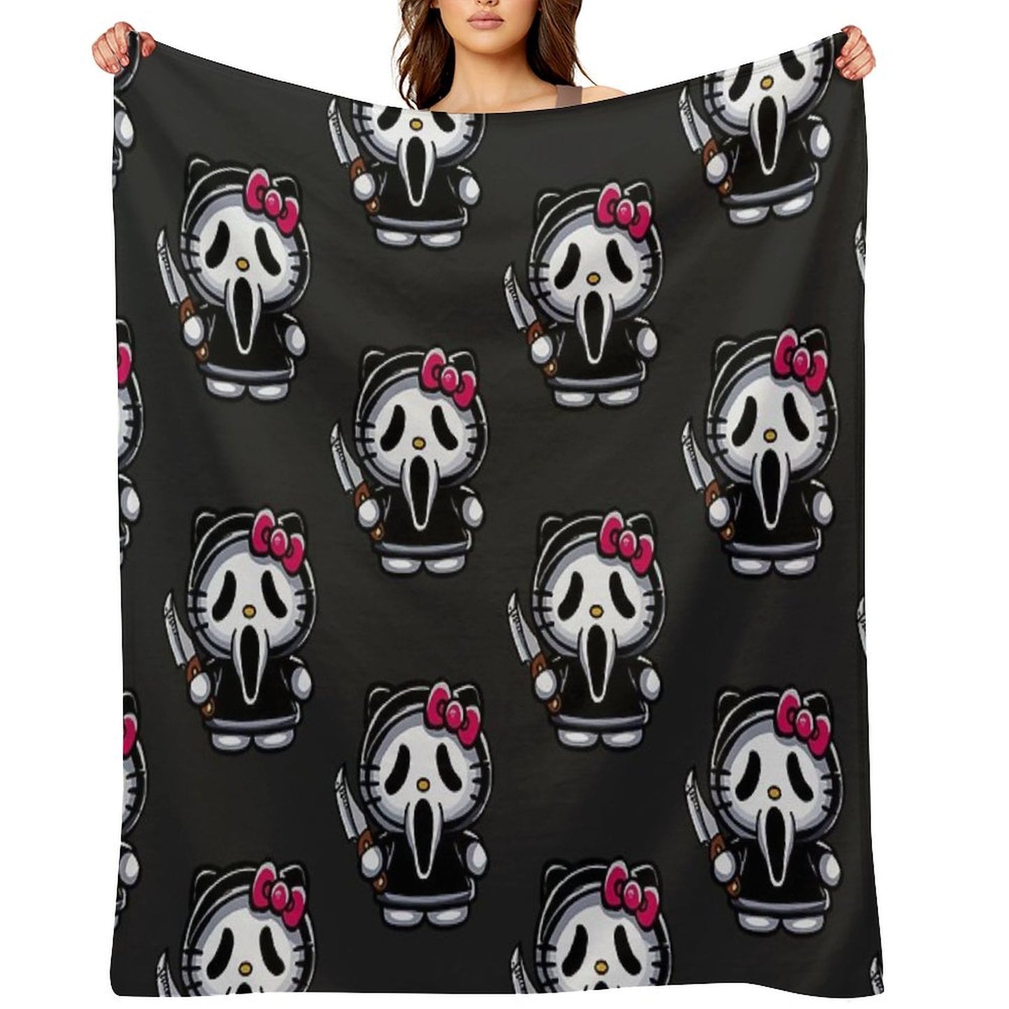 Scream Kitty Halloween Throw Blanket
