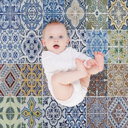 Set of 48 Ceramic Tiles Patterns Throw Blanket