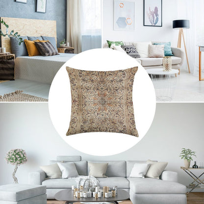Silk Esfahan Persian Carpet Print Linen Throw Pillow Cover
