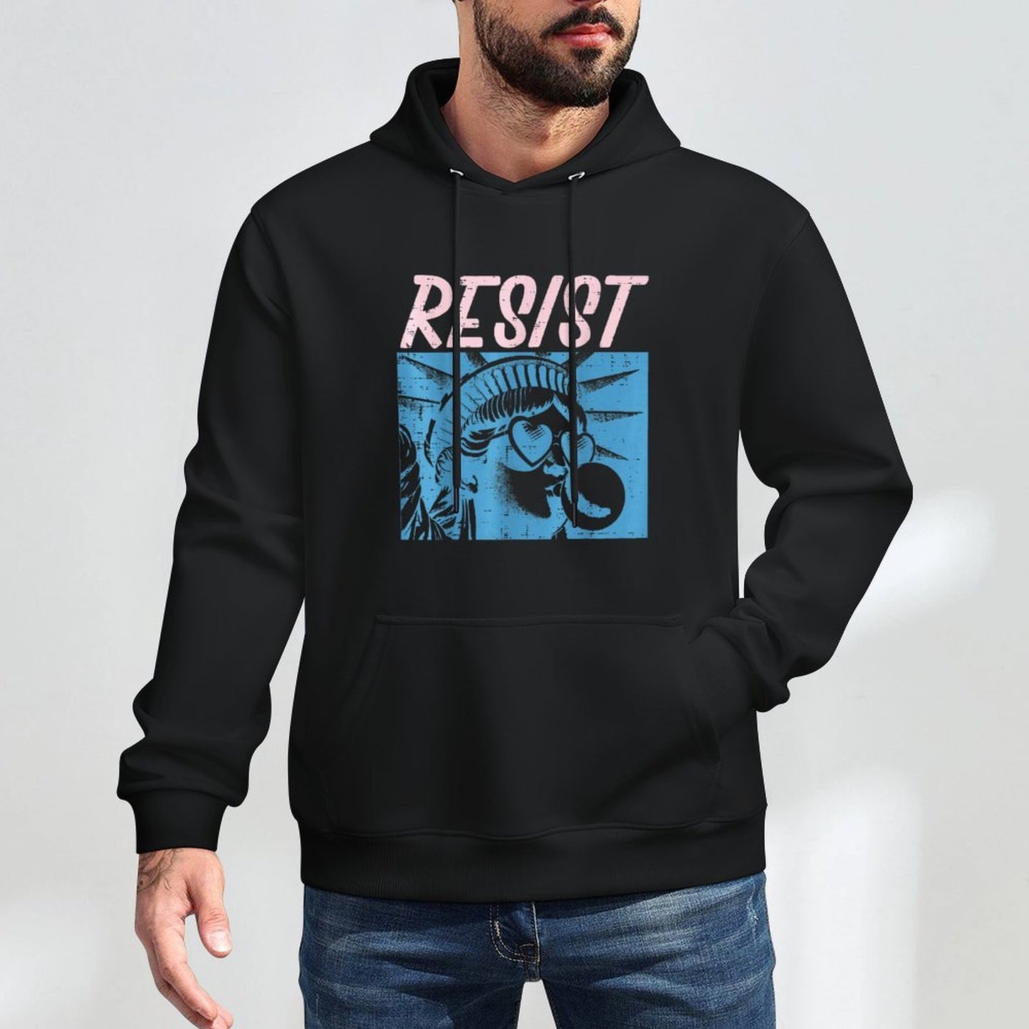 Resist Statue Liberty Bubblegum Protest Equality Men Women Versatile Streetwear Hoodie