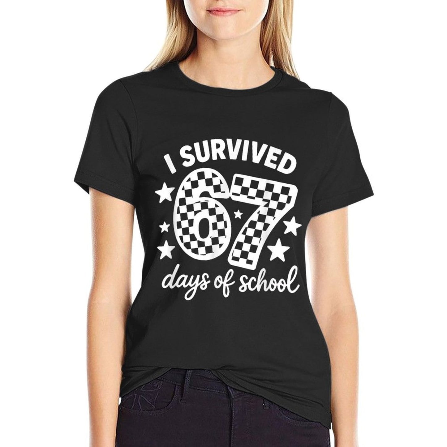 I Survived 67 Days of School Funny 67 Teachers Students Meme  Vintage-inspired T-Shirt