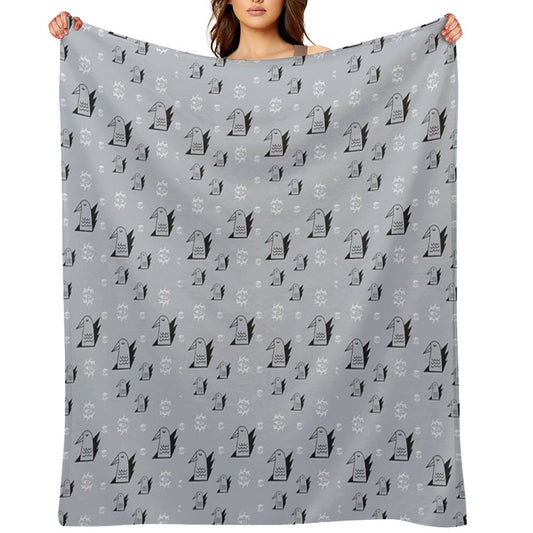 Birds And Eyes Steel Blue Throw Blanket