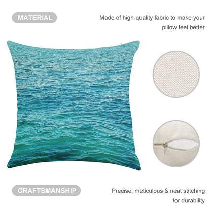 Turquoise Ocean Linen Throw Pillow Cover