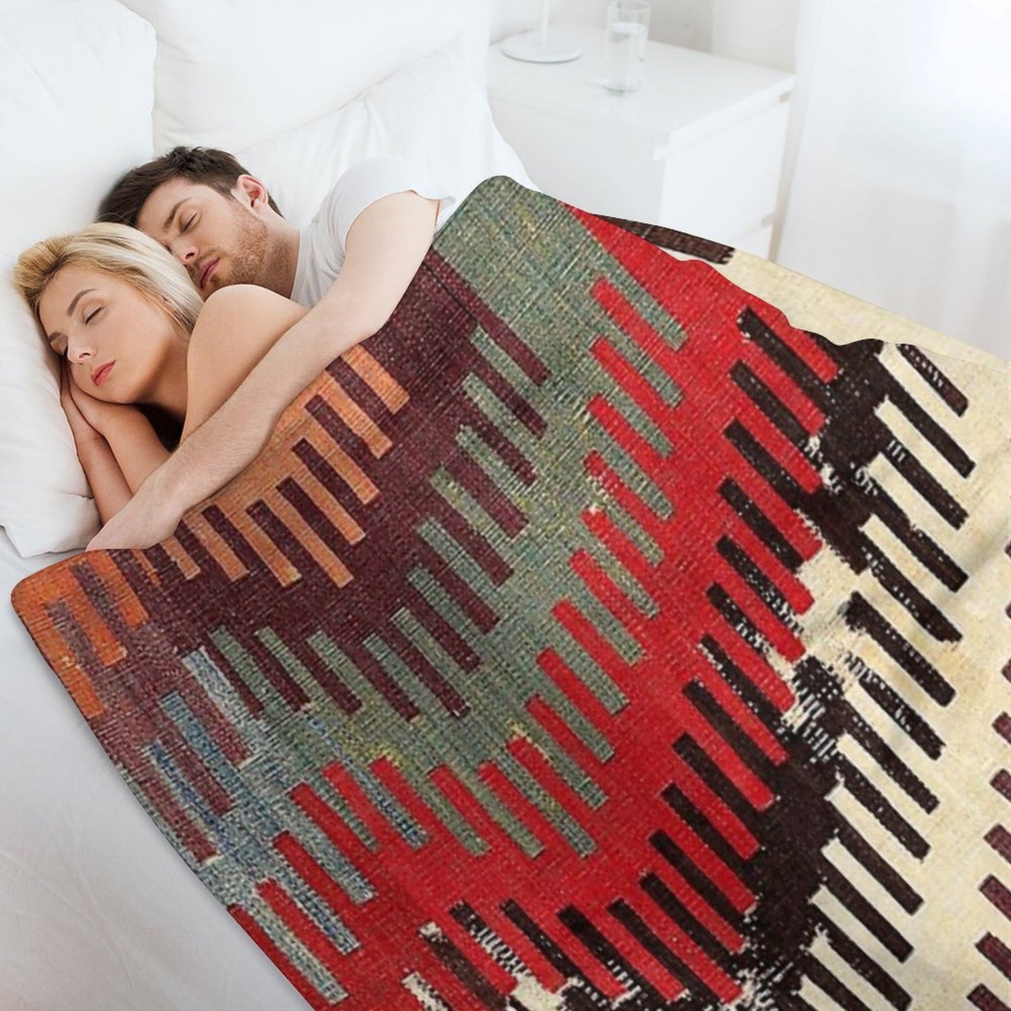 Afyon Central Anatolian Kilim Fragment Print Throw Blanket