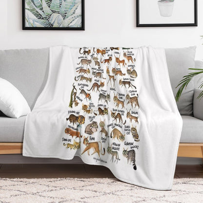 Wild Cats of The World Throw Blanket