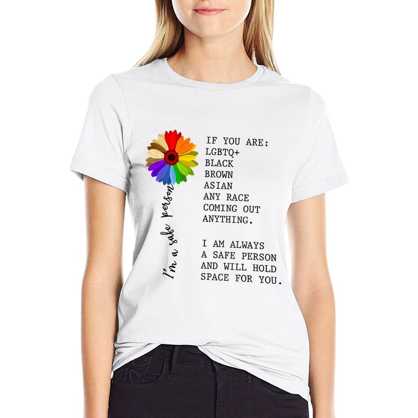 Sunflower LGBT Im A Safe Person, LGBT Pride Month  Relaxed-fit T-Shirt