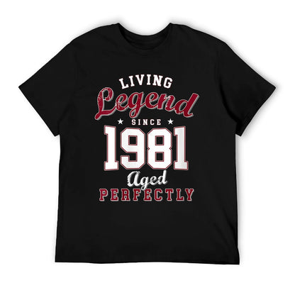 Womens 40th Birthday Living Legend Born in 1981 40 Years Old  Ribbed Collar T-Shirt