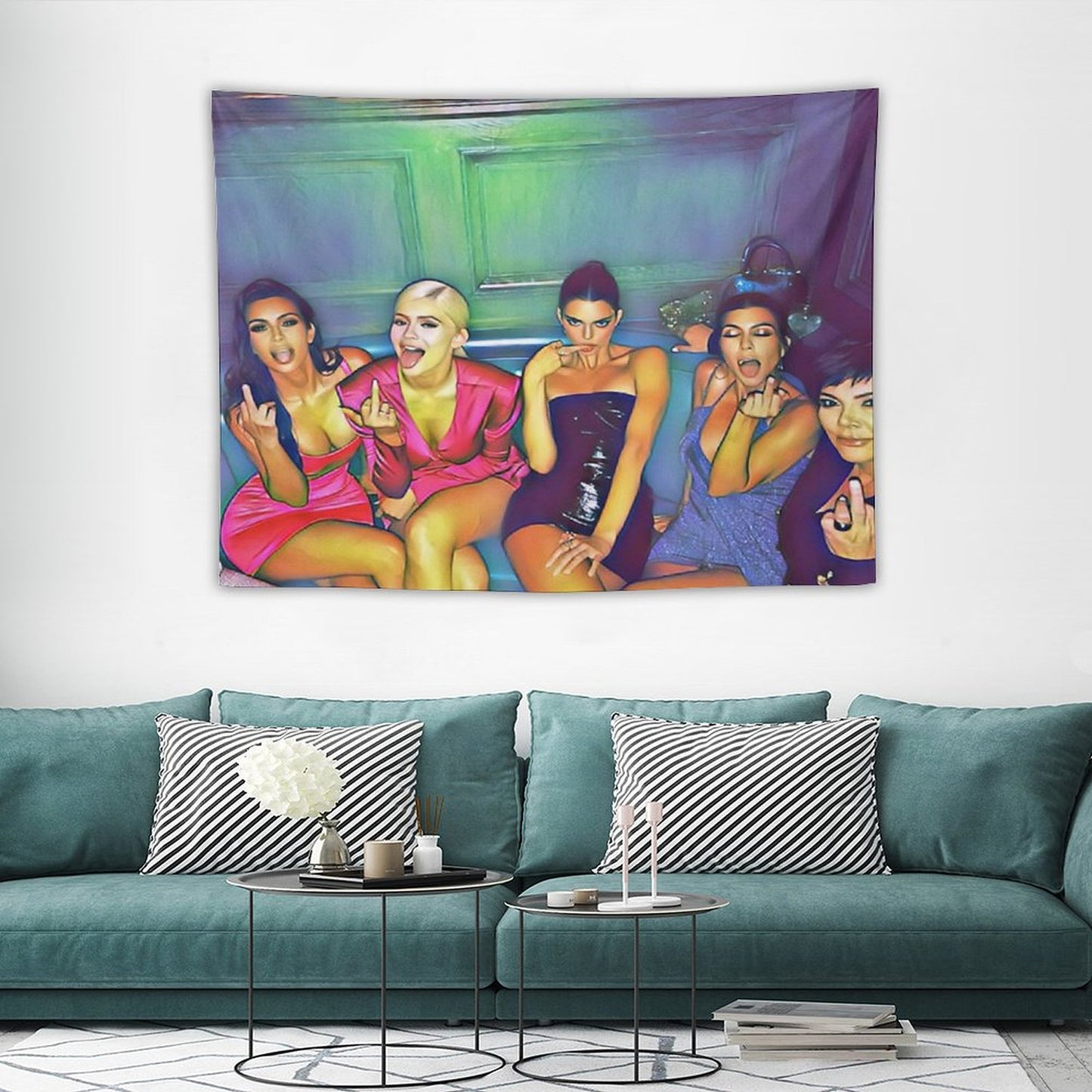 Kardashian Family Middle Finger Enhanced Image Tapestry