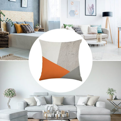 Grey Orange And Concrete Color Block Linen Throw Pillow Cover