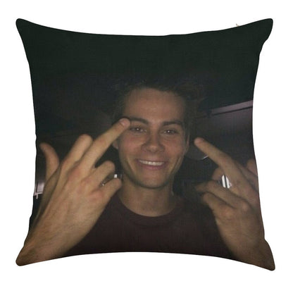 Dylan O’brien Middle Fingers Linen Throw Pillow Cover