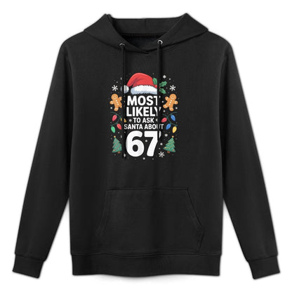Most Likely to Ask Santa About 67 Funny Christmas Humor Colorfast Hoodie