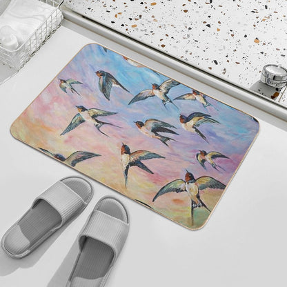 Barn Swallows Acrylic Painting Bath Mat