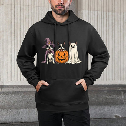 Spooky Ghost Boston Terrier Pumpkin Halloween Dog Lover Layering Staple Hoodie