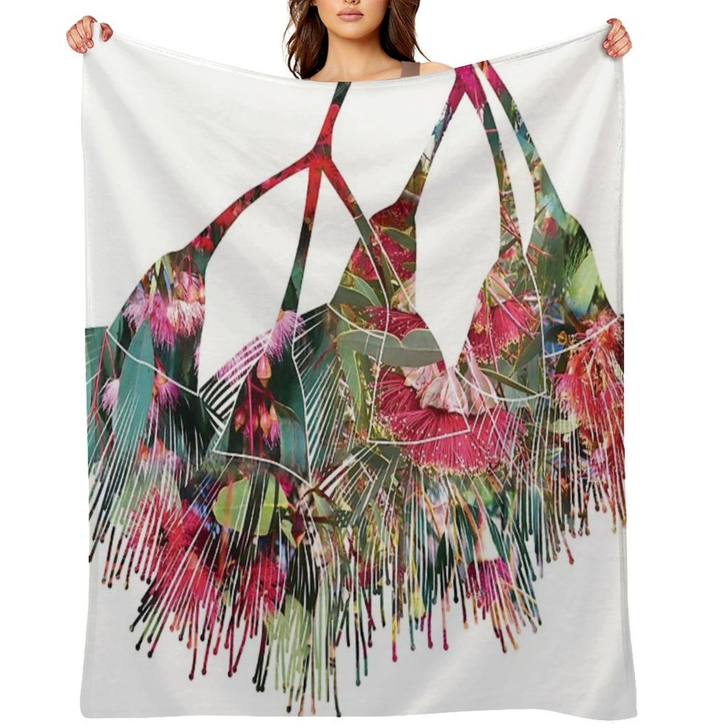 Gum Blossom Flowers Photo Collage Throw Blanket