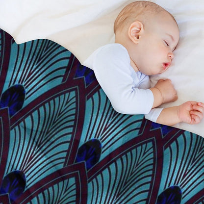 Art Deco Sunburst Fan in Metallic Blue Throw Blanket
