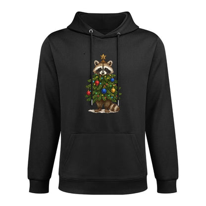 Raccoon Decorated Christmas Tree, Feral And Festive Shape Retention Hoodie
