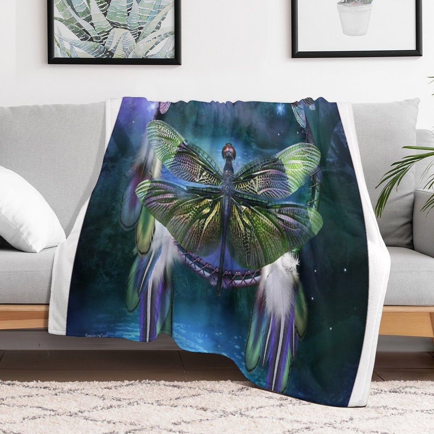 Dream Catcher - Spirit Of The Dragonfly Throw Blanket
