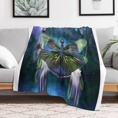 Dream Catcher - Spirit Of The Dragonfly Throw Blanket