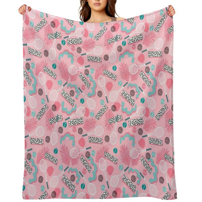 Playa' - Tennis Sports Full Court Action Hipster Abstract Minimal Retro Memphis Squiggle Pattern Throw Blanket